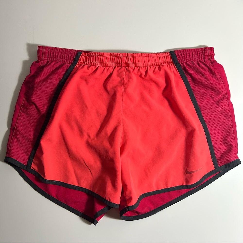 Nike coral/dark red dri-fit shorts
